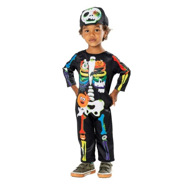 Bristol Novelty Childrens/Kids Rainbow Skeleton Costume - Black