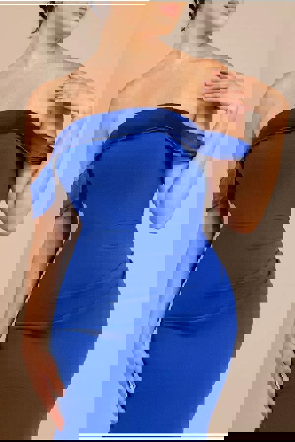 Satin Band Bandeau Maxi Dress - Royal Blue DR3477