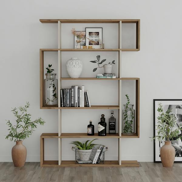Decortie Mito Modern Freestanding & Wall Mounted Bookcase Sonoma 5-Tier Display Unit Tall for Home & Office 161cm