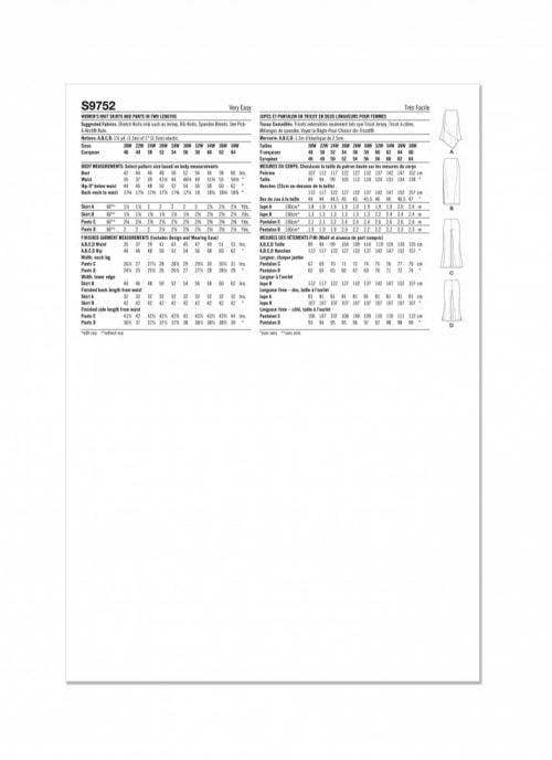 Simplicity Sewing Pattern 9752, Skirts, Trousers for Women, W2 (20W-22W-24W-26W-28W) - Easy