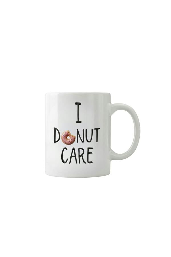 Dyzi I Donut Care White Fun Food Pun Quote Ceramic Coffee Mug