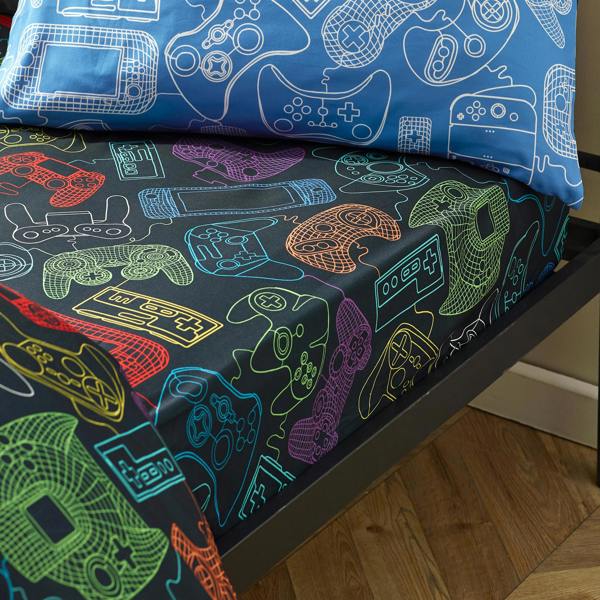 Catherine Lansfield Power Up Gamer So Soft Fitted Sheet Black