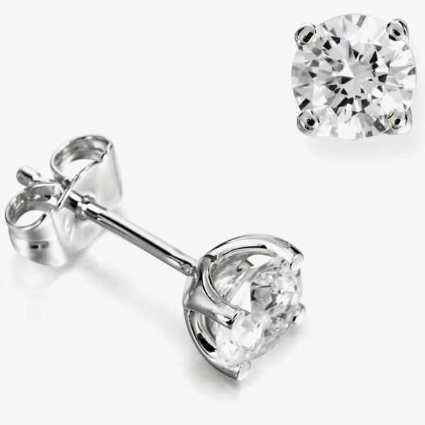 T. H. Baker 18ct White Gold 0.41ct Round Brilliant 4 Claw Diamond Earrings ERG241(4.0)PR