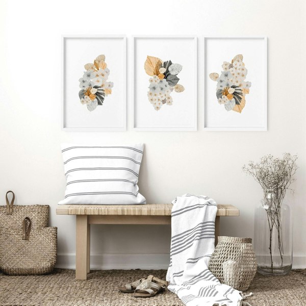 Botanical illustration wall decor | set of 3 wall art prints