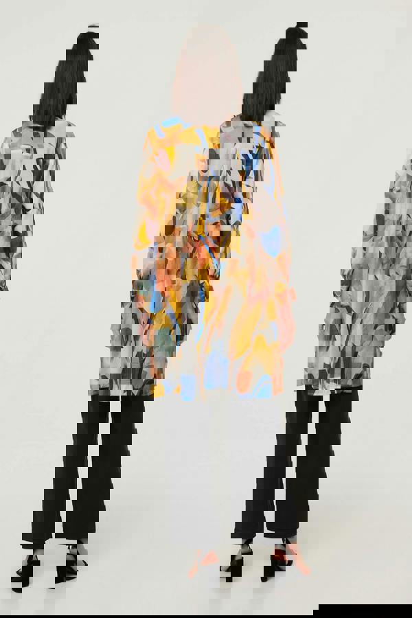 Yellow | Abstract Long Sleeve Longline Shirt
