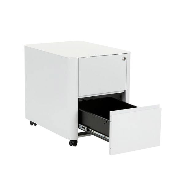 MMT Furniture Designs 2 Drawer Curved Metal Under Desk Mobile Pedestal Unit Filing Cabinet - Fully Assembled