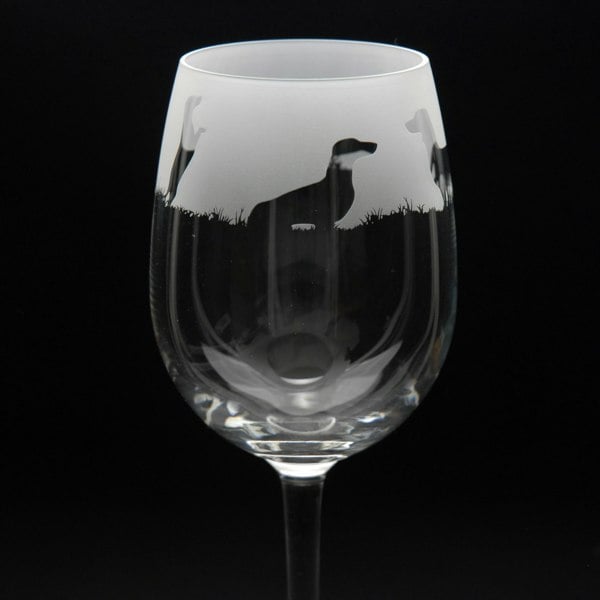 Glyptic Glass Art Dachshund Dog Crystal Wine Glass - Hand Etched/Engraved Gift