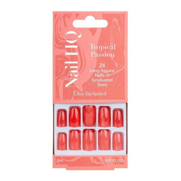 Nail HQ Square Tropical Passion Nails (24 Pieces)