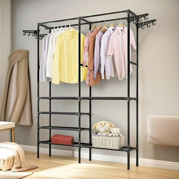 Rafaelo Mobilia Heavy Duty Metal Clothes Rail Open Wardrobe