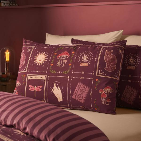 Catherine Lansfield Enchanted Witchcraft Reversible Duvet Cover Set Plum