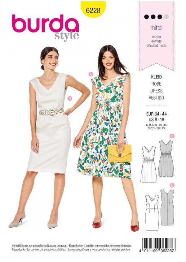 Burda Sewing Pattern 6228 Dresses For Women, Sizes 8-18 - Intermediate
