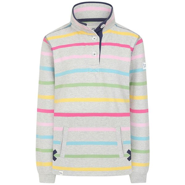 Lazy Jacks LJ6 - Striped Button Neck Sweatshirt - Winter Brights