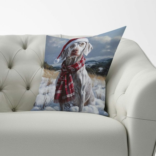 Warren Reed Snowy Christmas Weimarana Cushion