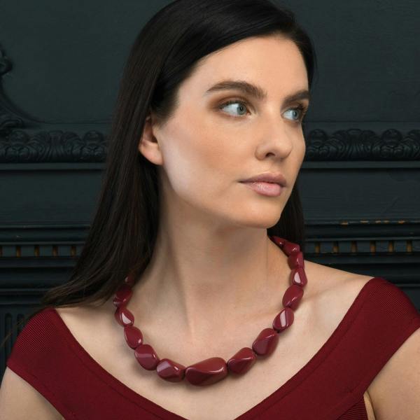 Zavana Twisted Burgundy Chunky Statement Necklace for Women