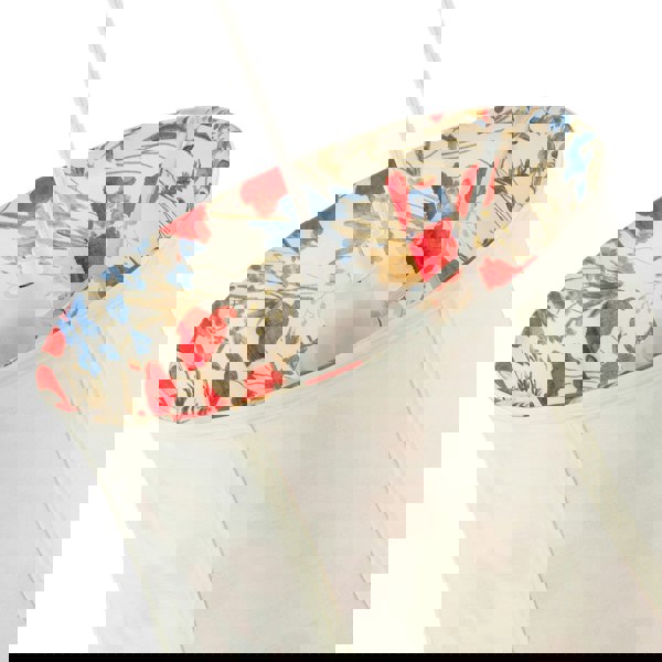 Classic Curved Cream Cotton Drum Shade with Blue and Red Floral Inner Image 5