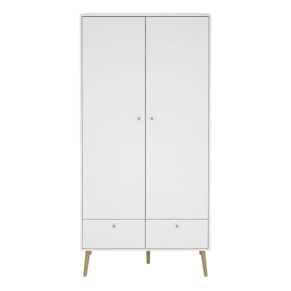 Wyld Haus Quietbloom White Wooden Wardrobe 2 Doors 2 Drawers