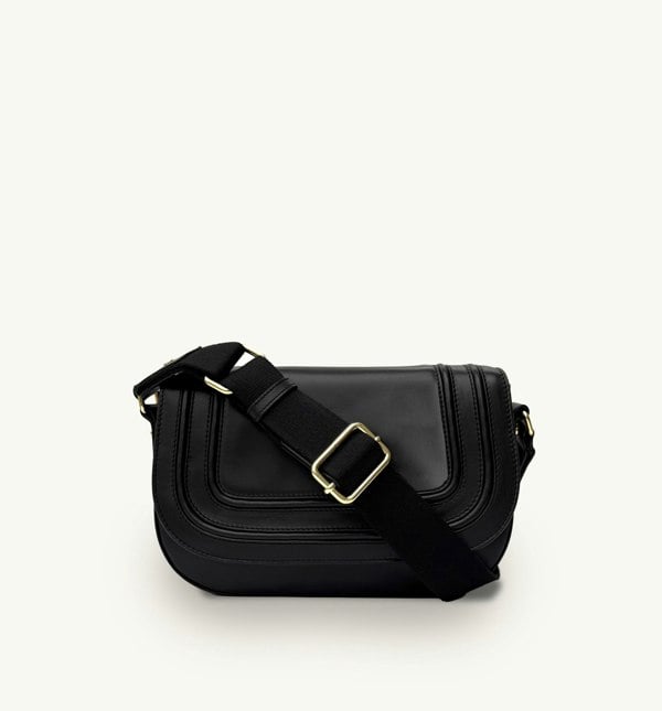 Apatchy London The Mimi Midi Black Leather Bag