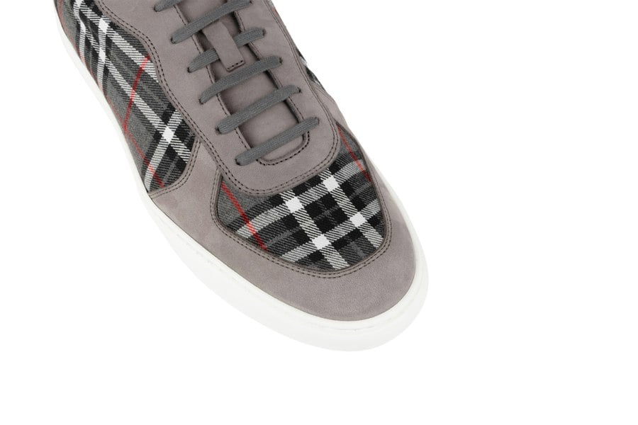 Embassy London Strada - Grey Tartan - Men's Tartan Suede & Leather Trainer