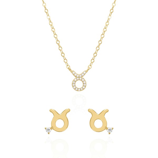 Luna Charles Zodiac Symbol Gift Set - Stud Earrings & Necklace - 18K Gold Plated