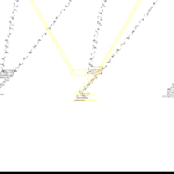 Say It With Dainty CZ Block Initial Necklace - Yellow Gold Plated
