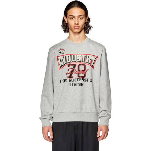 Diesel Industry 78 Design Sweatshirt Jumper - Grey Marl