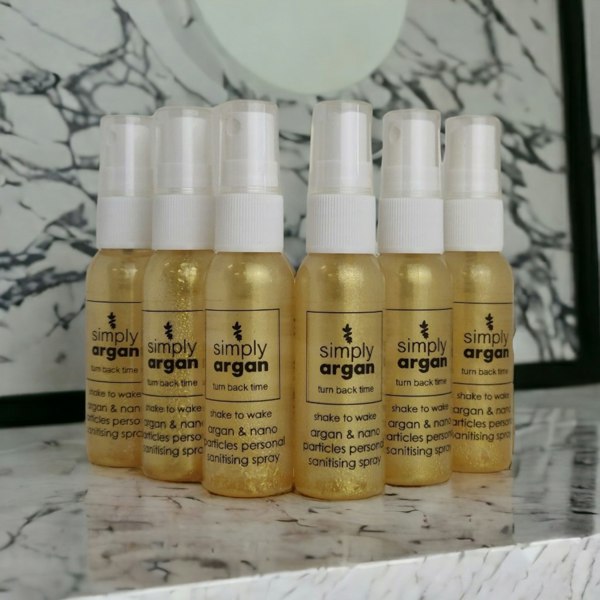 Simply Argan gold argan and nano particle sanitising spray 30ml