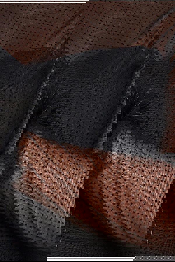 Dobby Mesh Feather Sleeve Hem Maxi Dress - Black DR4046PLUS