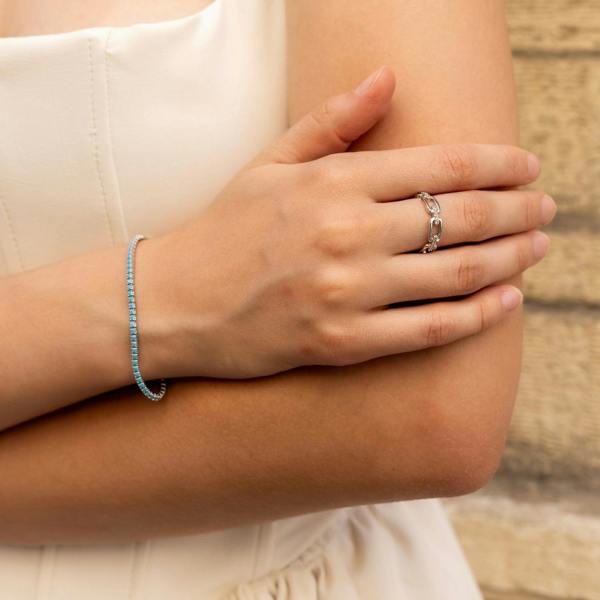 Spero London Sterling Silver Pave Chain Ring