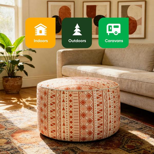 Gardenwize Outdoor Pouf Ottoman – Morocco Cube Inflatable Footstool