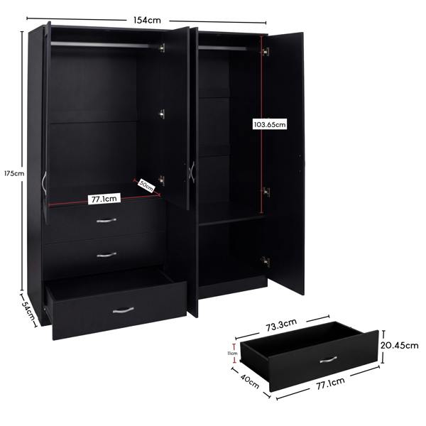 Vida Designs Riano 4 Door 3 Drawer Mirrored Wardrobe