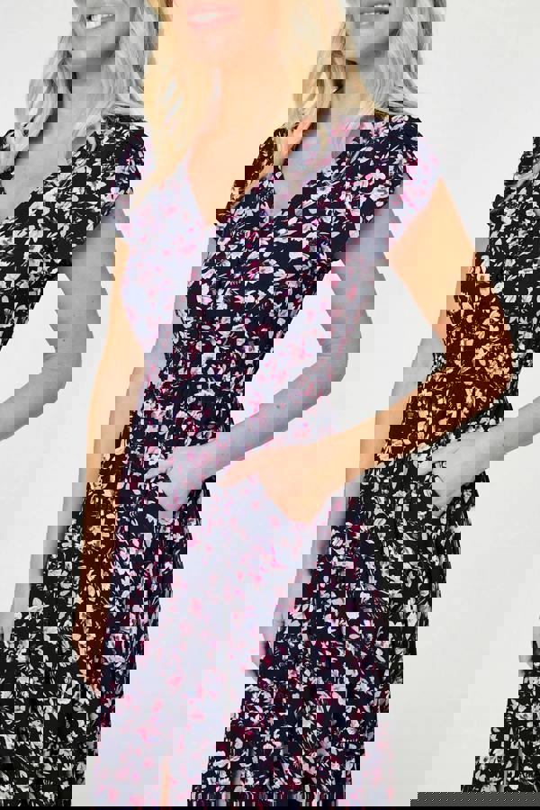 Navy | Floral Pocket Detail Maxi Dress