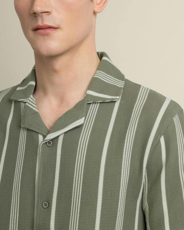 Larsson & Co Hannes - Waffle Stripe Short Sleeve Shirt