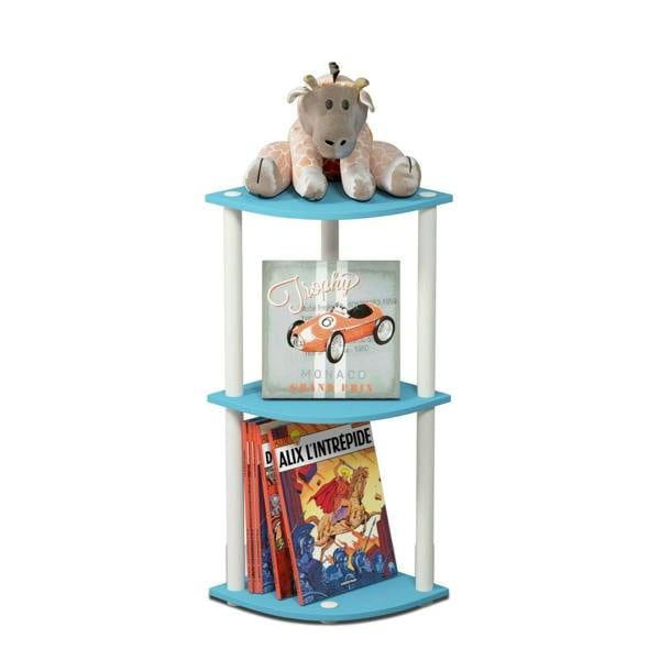 WALPLUS Stylish Turn-N-Tube 3-Tier Reversible Corner Display Rack Multipurpose Shelving Unit, Light Blue/White for Entryway