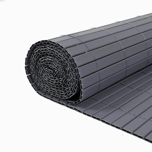 Artificial PVC Bamboo Screening Fence 4m - Grey - Evergreenery