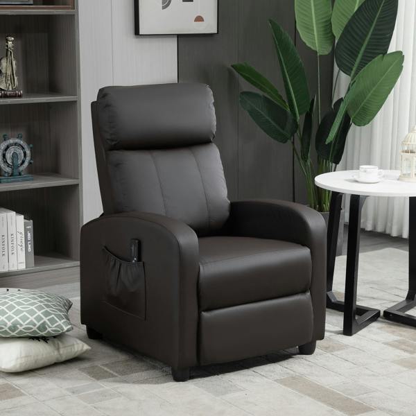 HOMCOM Recliner Sofa Chair PU Leather Massage Armcair w/ Remote - Brown