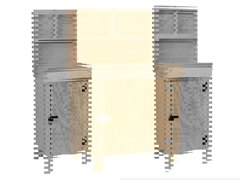 Arbor Garden Solutions Wooden Plywood Top Workbench With Lockable Cupboard (V.9) With back panel, Double Shelf