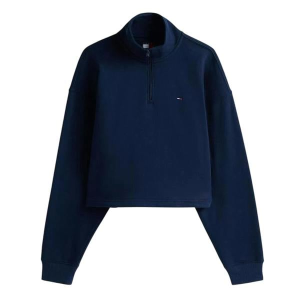 Tommy Jeans Womens/Ladies Fleece Quarter Zip Boxy Crop Sweatshirt - Dark Navy - 
