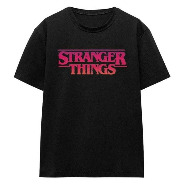 Stranger Things Womens Sunset Logo T-Shirt - Black