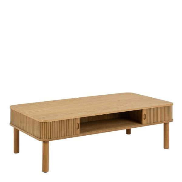 Wyld Haus Copenhagen Natural Oak Wood Etched Coffee Table Tambour Door