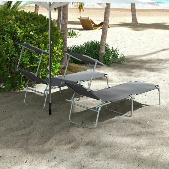 Bobobiy Outdoor Foldable Sun Lounger Set of 2, Grey