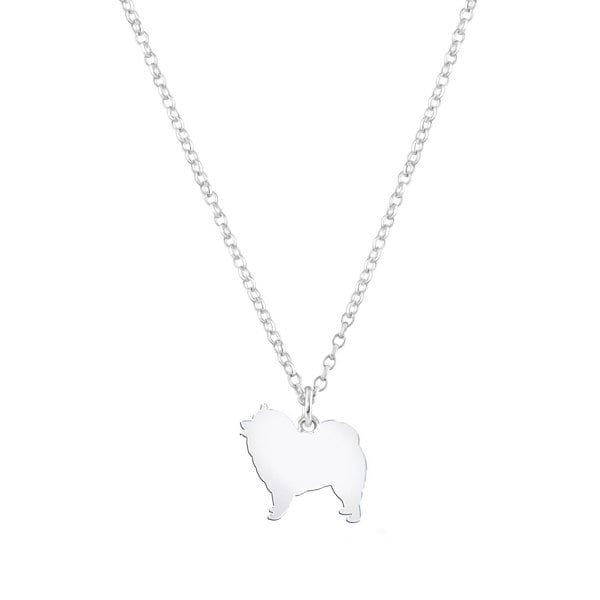 Keeshond Silhouette Silver Necklace - Personalised - MYLEE London