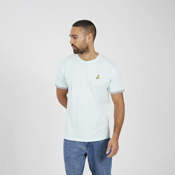 Brave Soul Light Blue 3-Pack Crew Neck T-Shirts with Contrast Piping - Light Blue Image 5