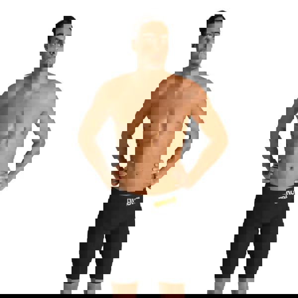 Arena Powerskin Carbon Glide black compression shorts with gold logo