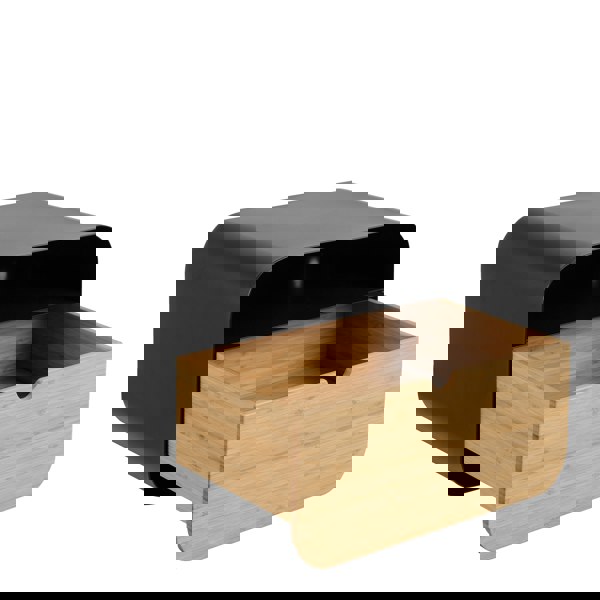 Furniture To Go Joliet Wallmounted Bedside Table in Black and Bamboo