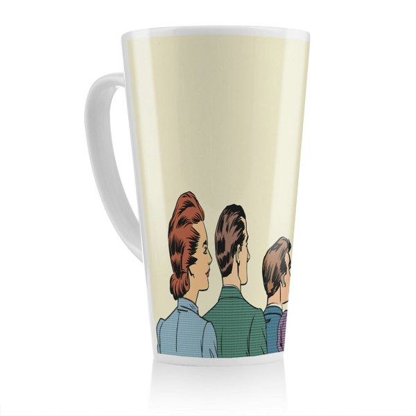 Benjamin Tate Design A crowd of spectators stand back retro style pop art Designer Latte Mug