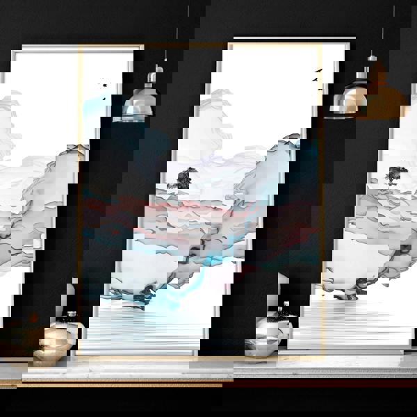 Landscape painting Japan | set of 3 wall art prints for living room