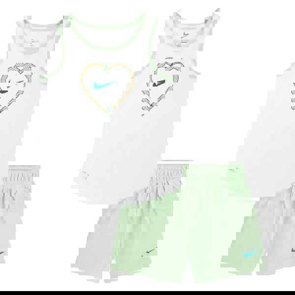 Nike Girls Happy Camper Mesh Top & Bottom Set - Green/White