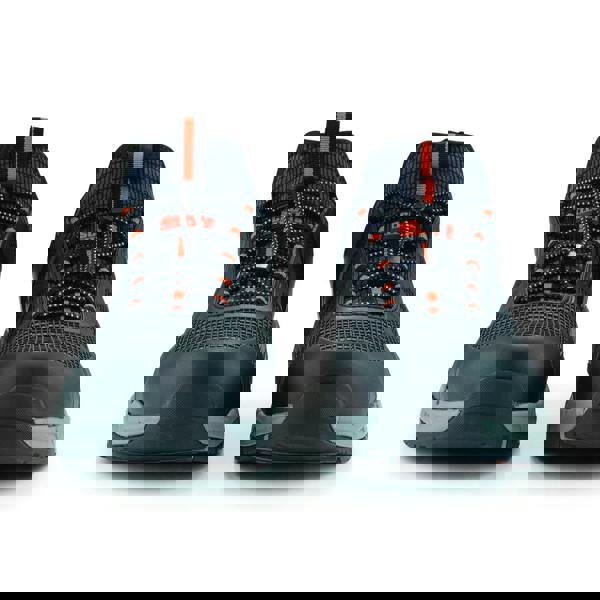 Scruffs Argon Mens Safety Bungee Lace Lightweight Composite Trainers, black athletic safety shoes with orange accents and elastic bungee laces