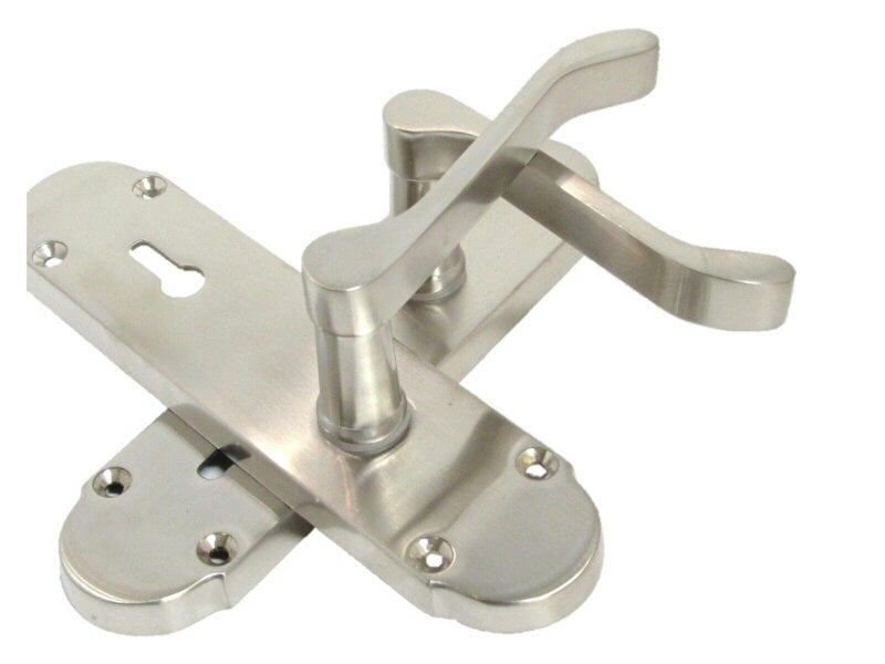 EDH Door Hardware Epsom Satin Nickel Internal Door Handle Set on 170mm Back Plate