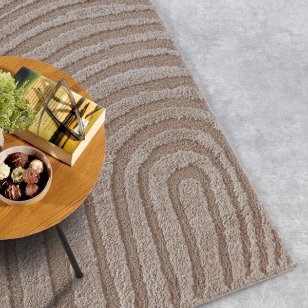 High Pile Beige Rug Pigment – Geometric Design